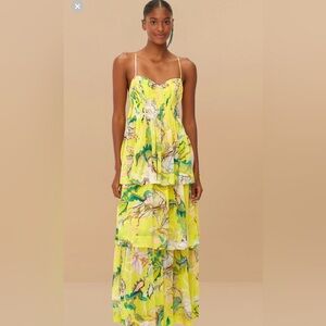 Yellow Jellyfish Bouquet Layered Maxi Dress
